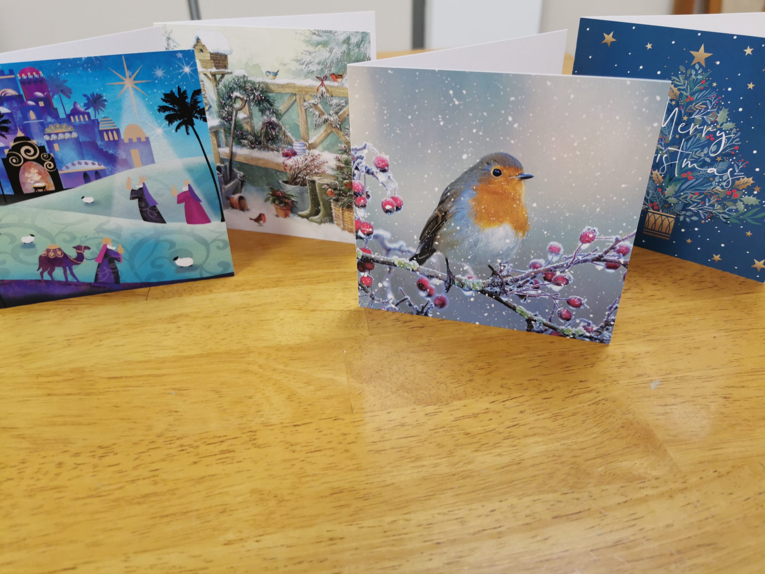 Xmas cards on desk