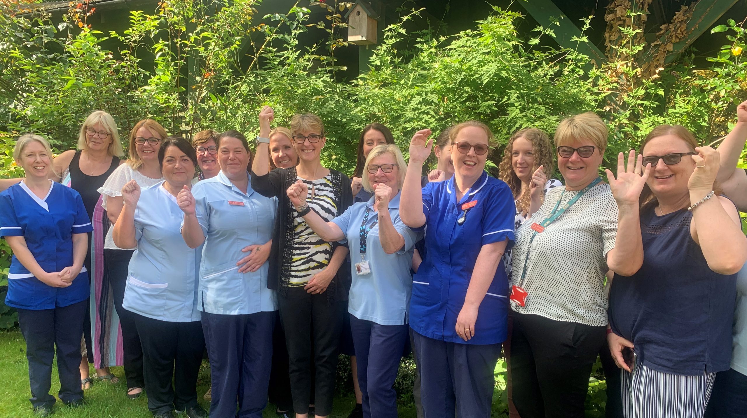 Nurses and care staff celebrating being shortlisted for Nursing Times' Best UK Employer of the Year.