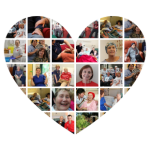 Heart shaped photo montage of patients and nurses at Katharine House Hospice.