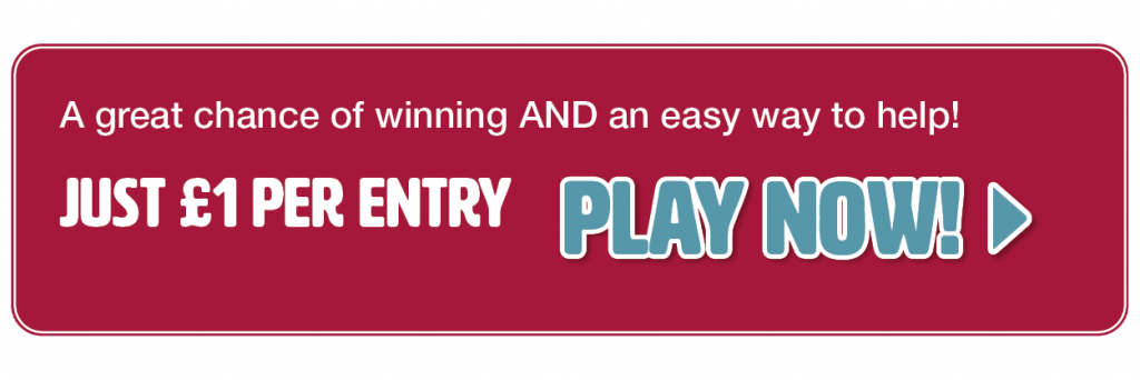 Lottery 'Play Now' image. Image reads: A great chance of winning AND an easy way to help! Just £1 per entry. Play now!