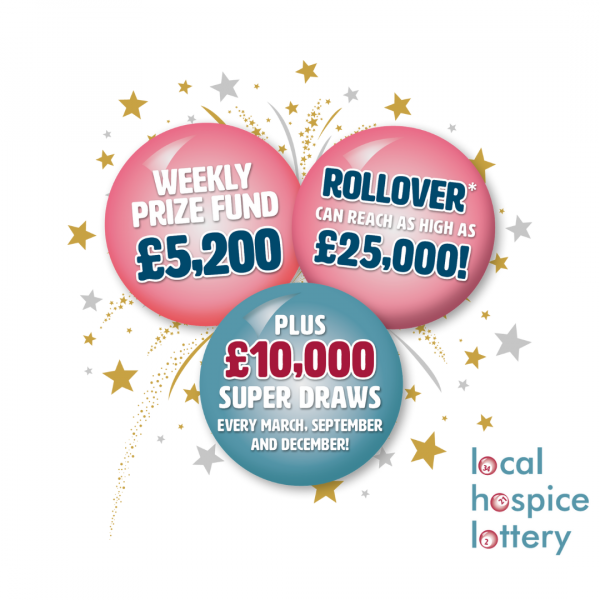 Play the Local Hospice Lottery in support of Katharine House Hospice. Weekly prize fund £5,200.