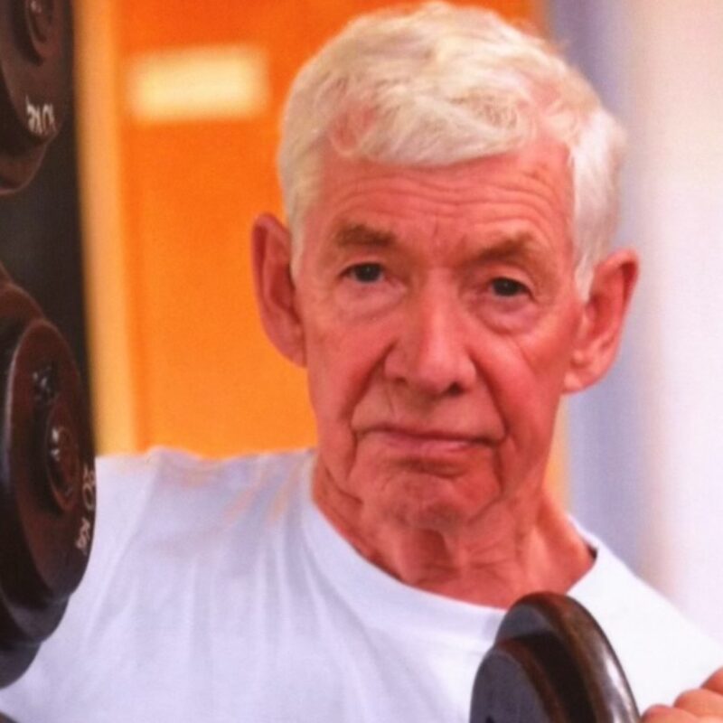 Patrick Harvey lifing weights.