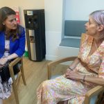 Stafford MP Theo Clarke with Katharine House Hospice patient Alison Buckley.