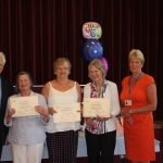 Rita Wildig, Elizabeth Mason and Linda Challoner receiving their 10 year volunteer awards