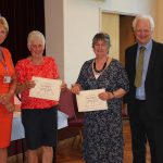 Sue Parsons and Diana Codling receiving their 5 year volunteer awards