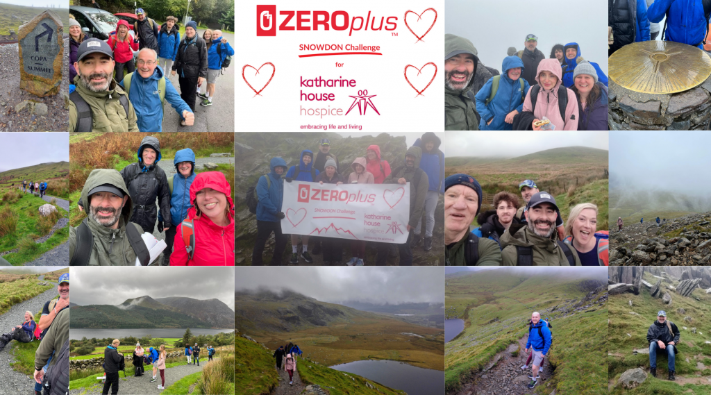 A collage of photos from the ZEROplus team climbing Mount Snowdon.