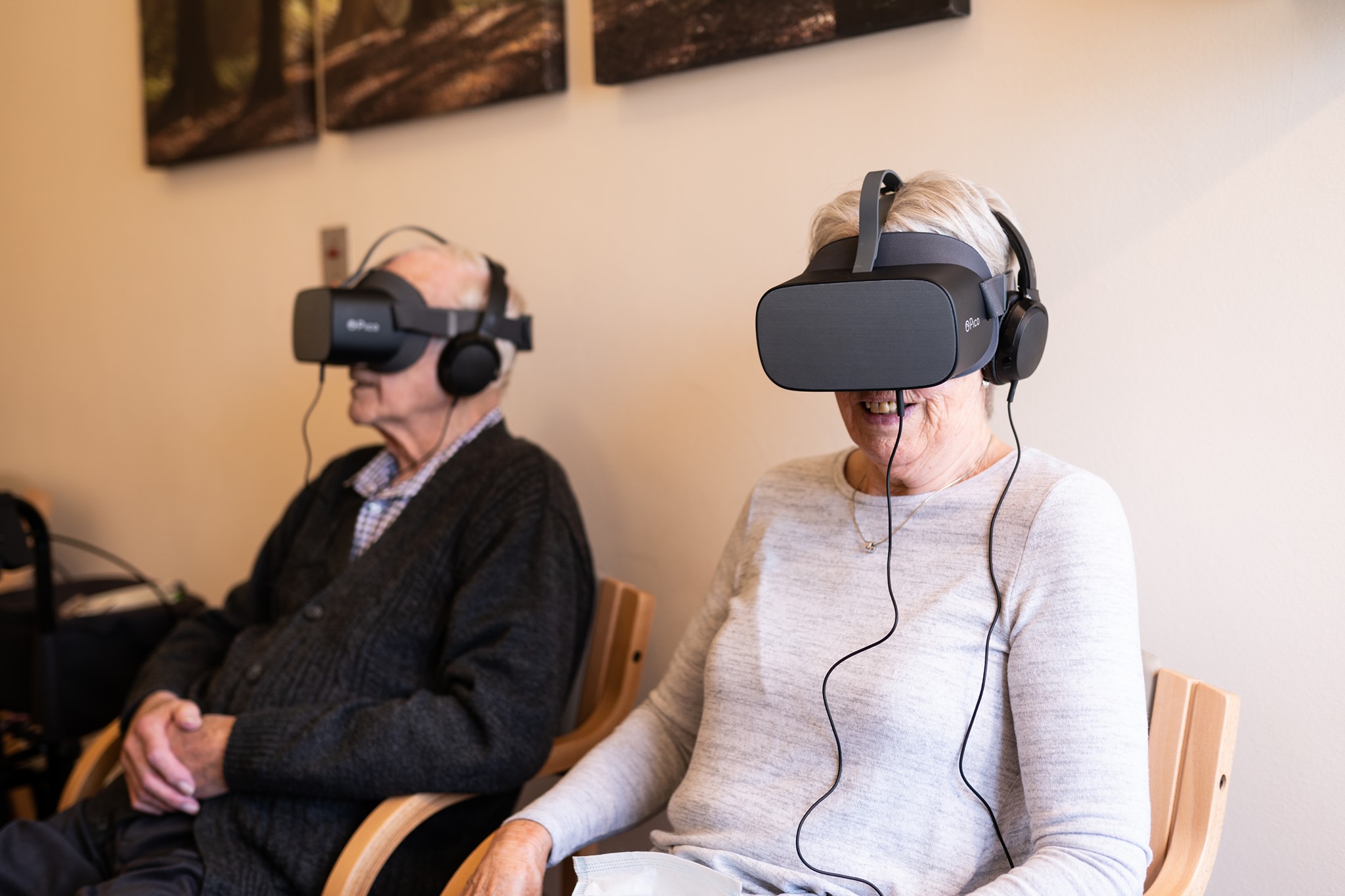 Patients experiencing virtual reality, to explore the world while in the hospice.