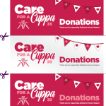 Printable labels for donation collection pots for the event Care for a Cuppa 35.