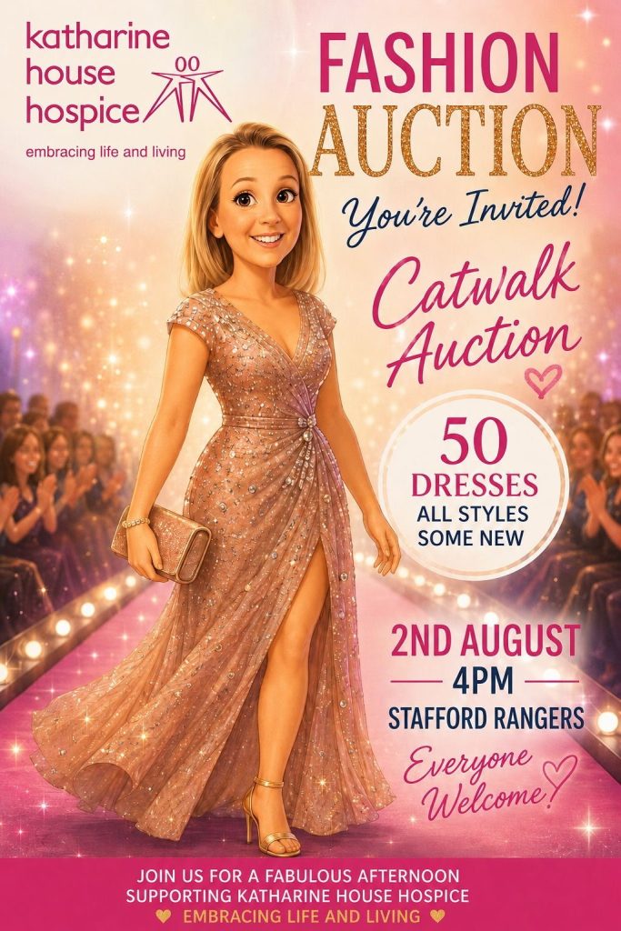 Colourful poster advertising a fashion auction.