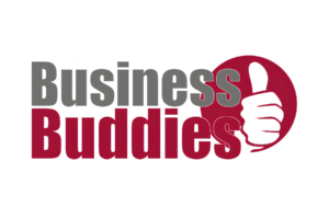 Text that reads 'Business Buddies' with a thumbs up next to it.