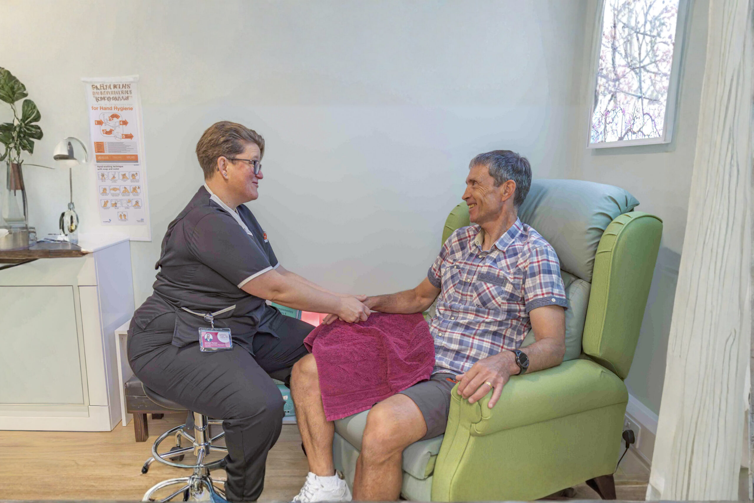 A man having a hand massage.