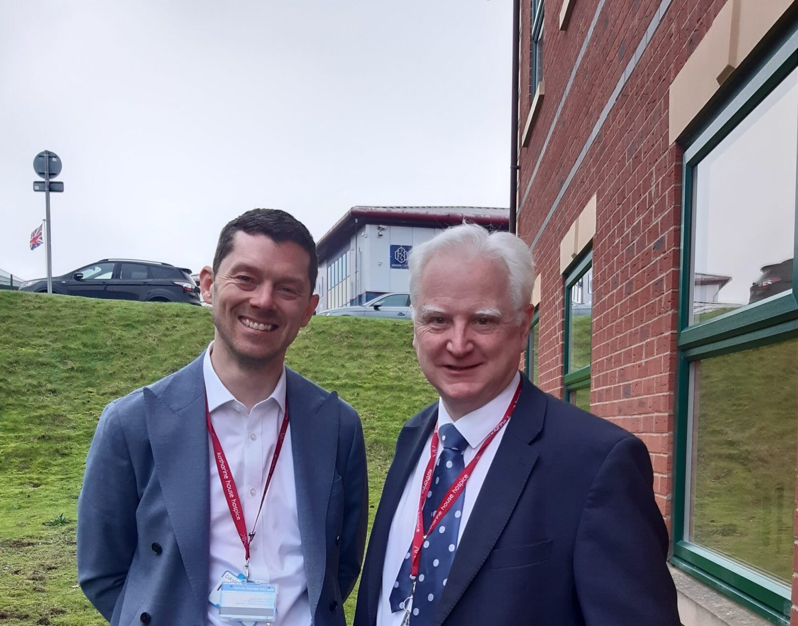 David Fletcher standing with Richard Soulsby outside our Business Centre